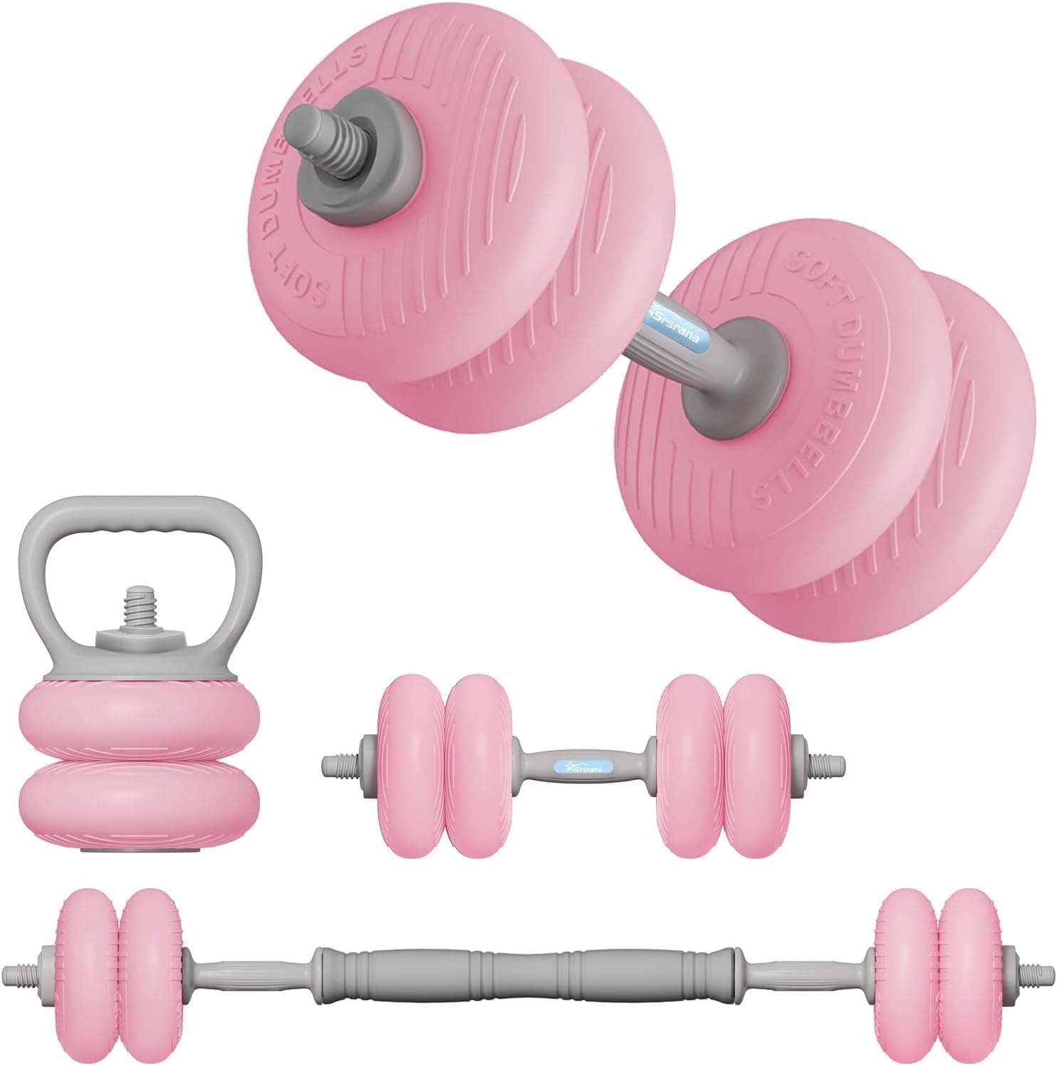 4?in?1 Adjustable Weights Set, Dumbbell Barbell & Kettlebell for Home Gym