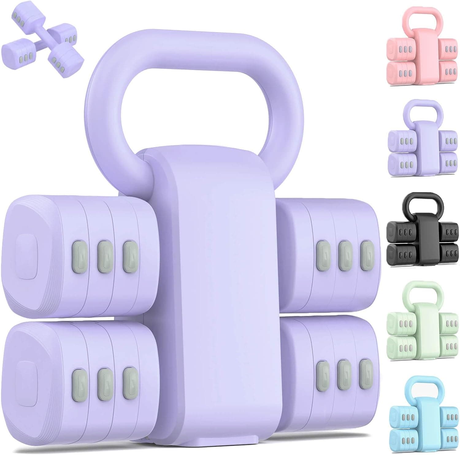 2-in-1 Adjustable Dumbbell Set, 4-Level Weights for Women