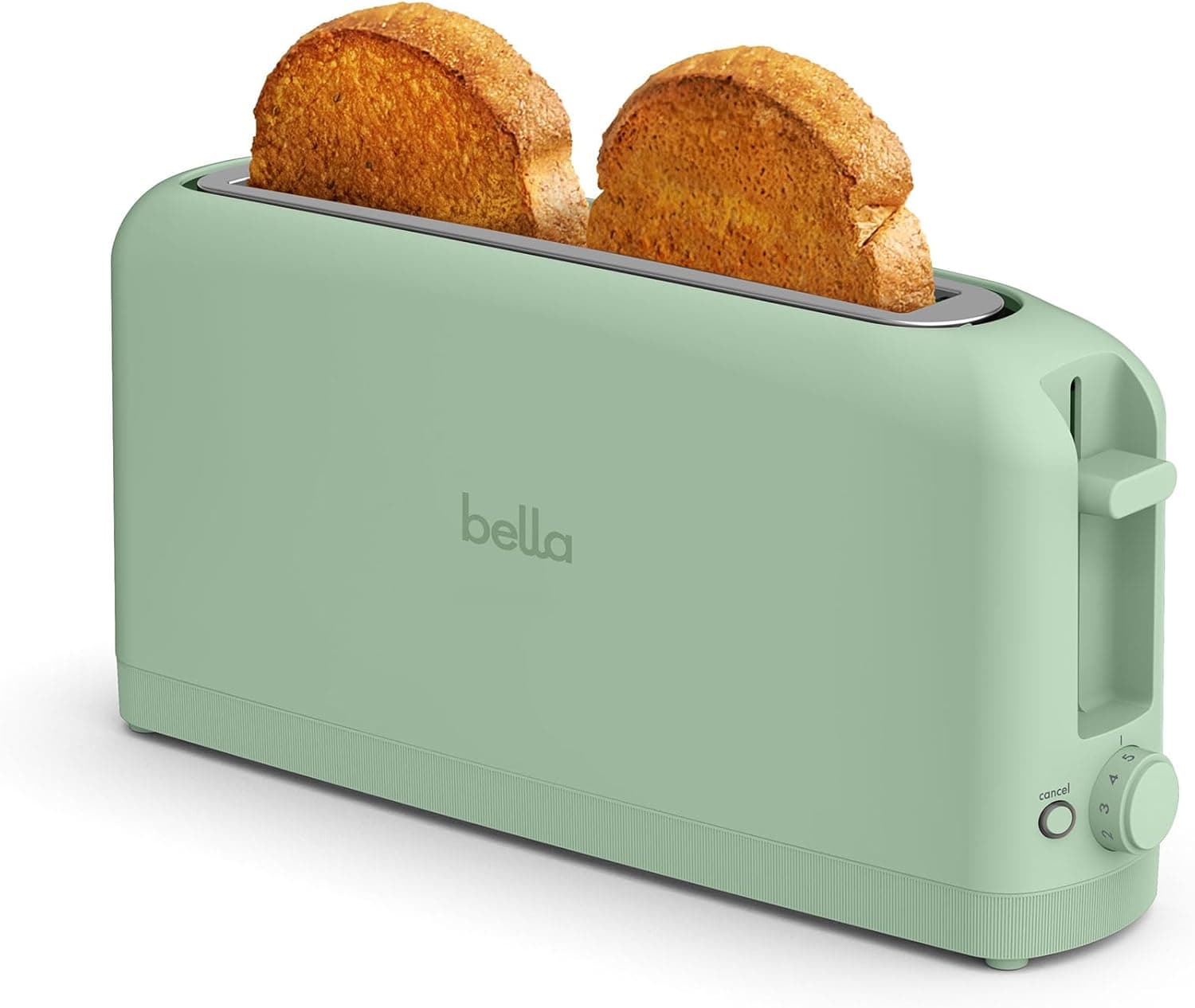 bella Fits-Anywhere 2-Slice Slim Toaster, Long Slot & Extra Wide, Seaglass
