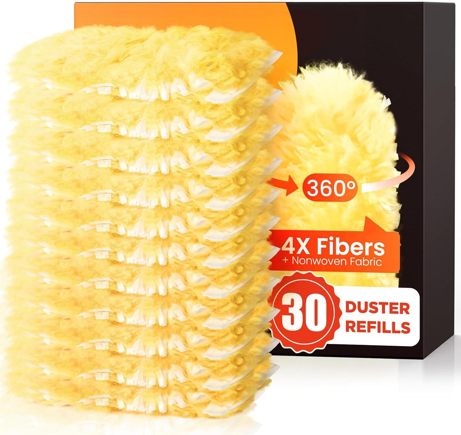 30 Count Heavy Duty Duster Refills for Swiffer, Multisurface 360? Larger Size Dusters with 4X Microfibers, Unscented Disposable Dusters for Cleaning Home, Blinds, Fans, Corners (Only Duster)