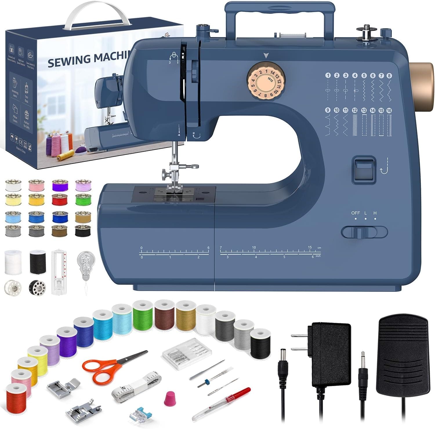 Sewing Machine for Beginners with 16 Pre-Set Stitches, 12V Motor