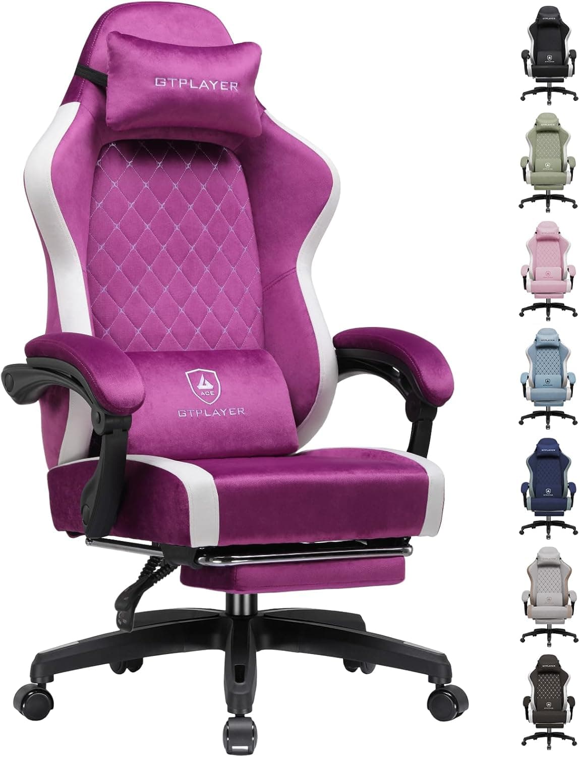 GTPLAYER Gaming Chair, Ergonomic Computer Chair with Footrest and Lumbar Support, High Back Recliner Chair 350lbs, Height Adjustable for Home Office, Purple