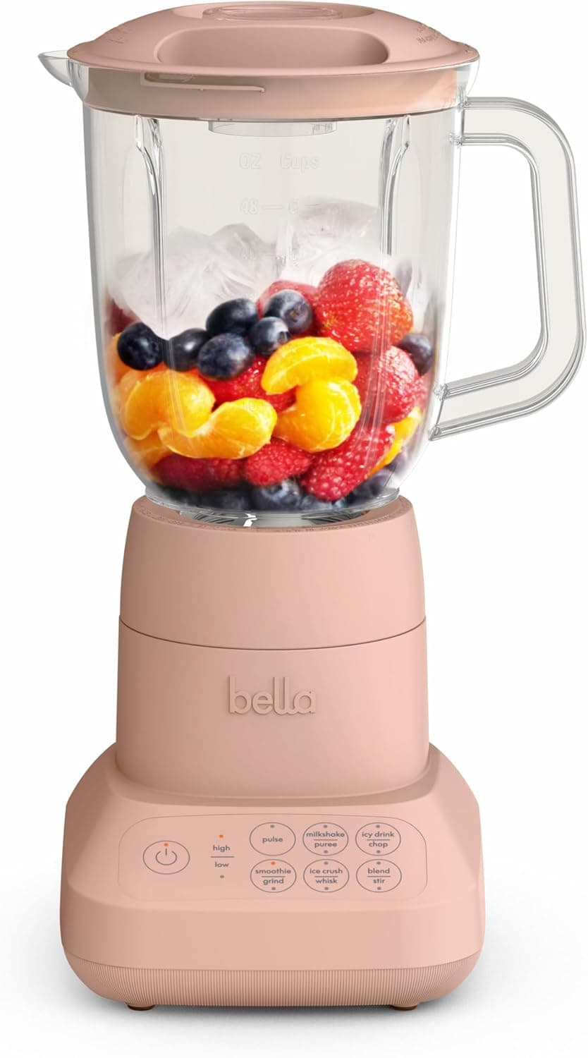 bella Fits-anywhere Flip & Store Blender, 48 oz, 520W, 10-speed, Blossom