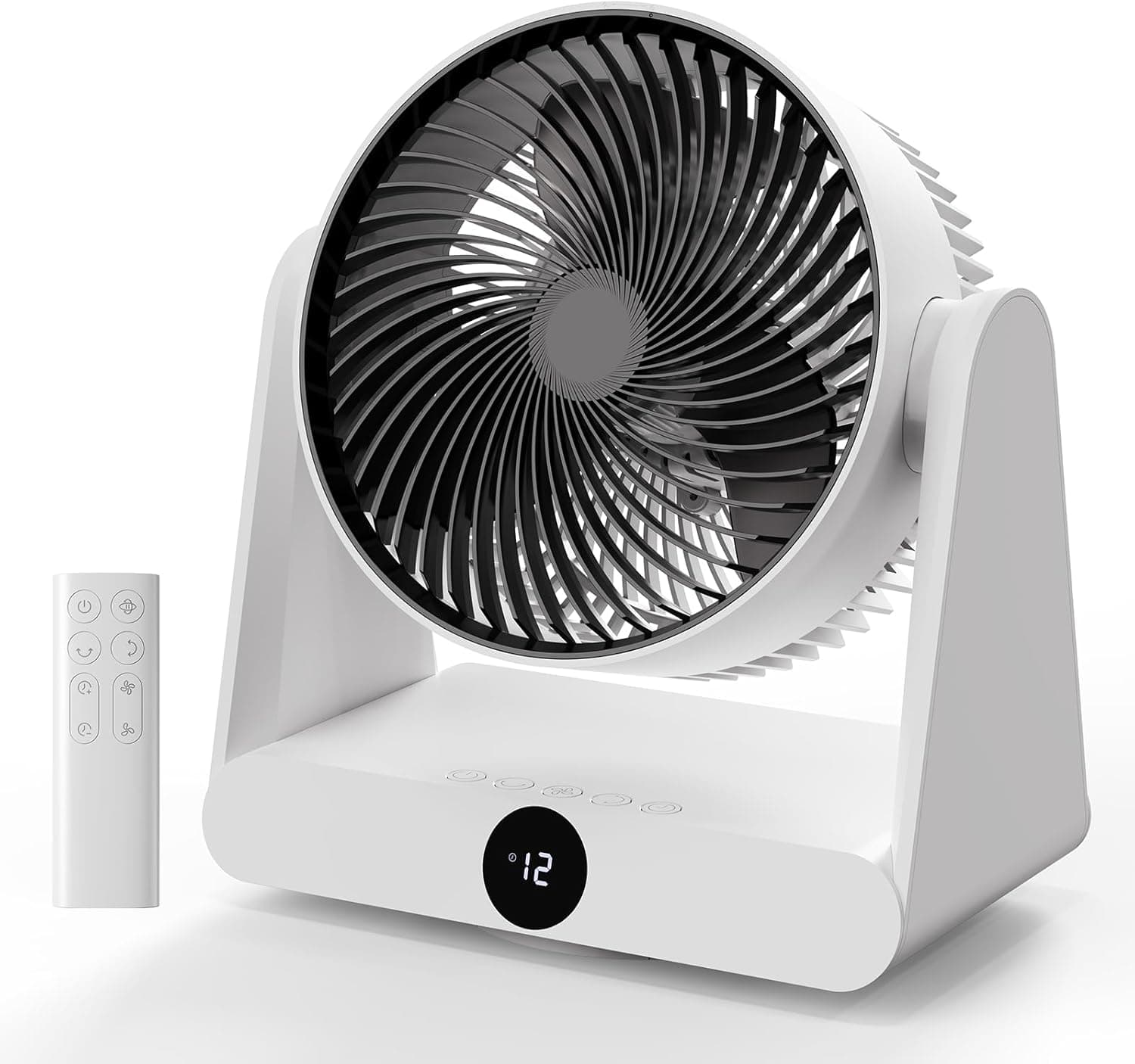 3D Oscillation Air Circulator Fan with Remote, 12000mAh Battery Operated Cordless Desk Fan, 20dB Whisper Quiet Table Fan for Bedroom Home Office, 12 Speeds, 12H Timer, 650 CFM Powerful Airflow