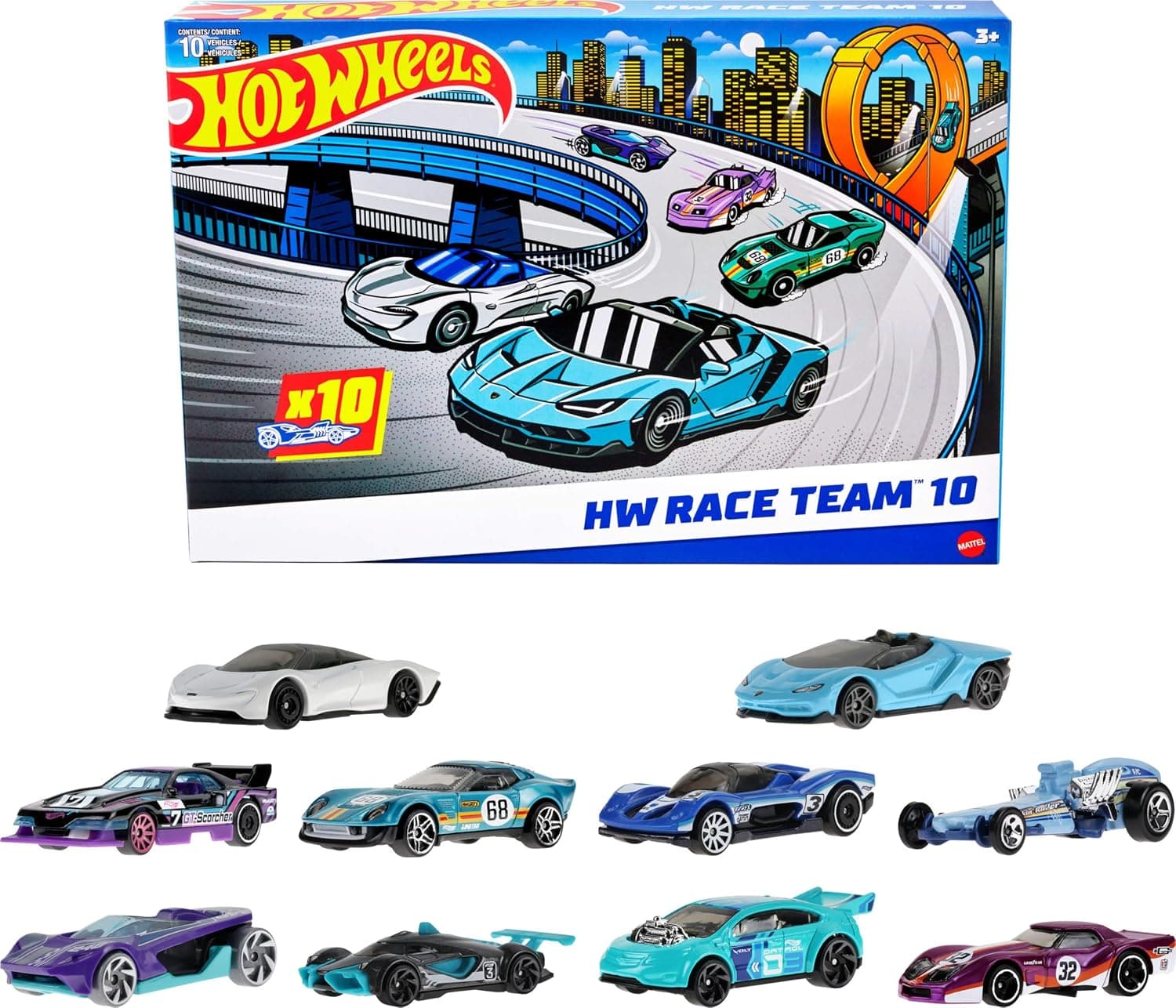 Hot Wheels 10-Pack of Toy Race Cars (Styles May Vary)
