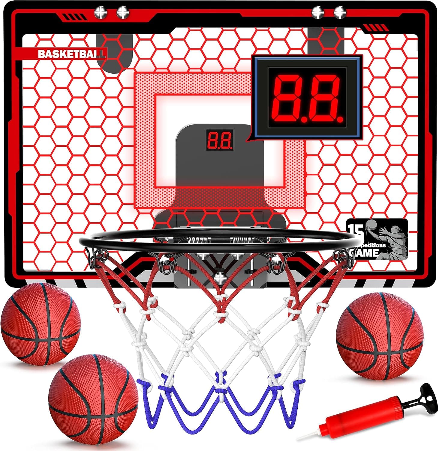 HopeRock Indoor Basketball Hoop for Kids, Mini Hoop Over the Door
