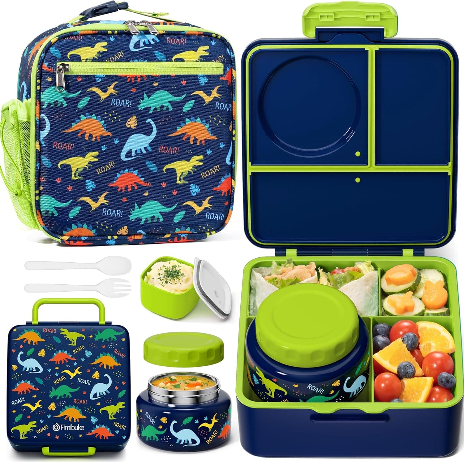 Fimibuke Kids Bento Lunch Box with Thermo, Leakproof Toddler Bento Box