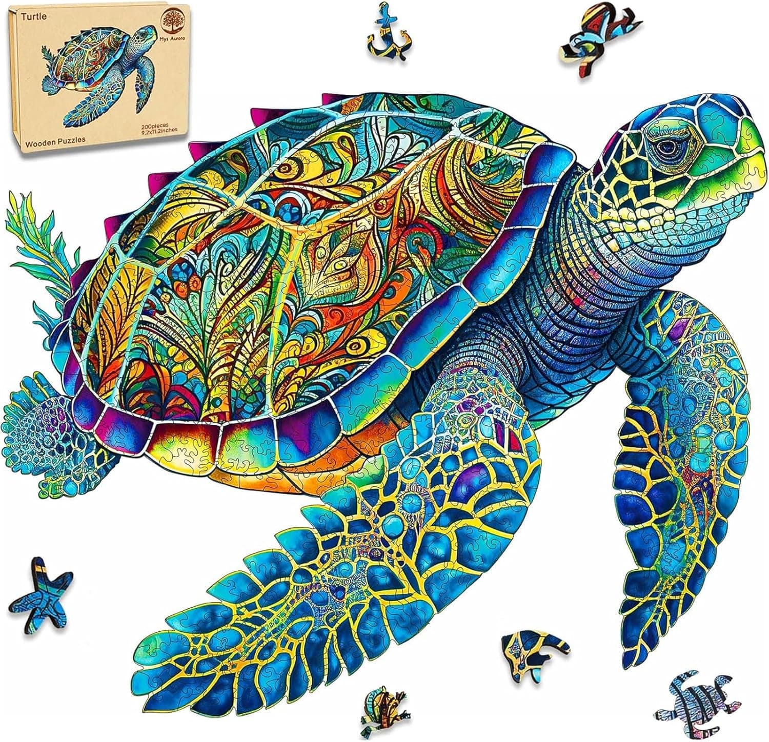 Mys Aurora Wooden Puzzles, Sea Turtle Jigsaw Puzzles 200 Pieces