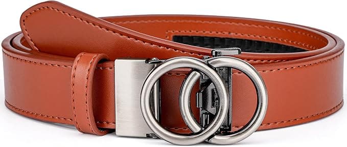 Womens Ratchet Leather Dress Belt - 3cm/1.18 inch width, Size Customizable Fit, Designs for Dress and Casual
